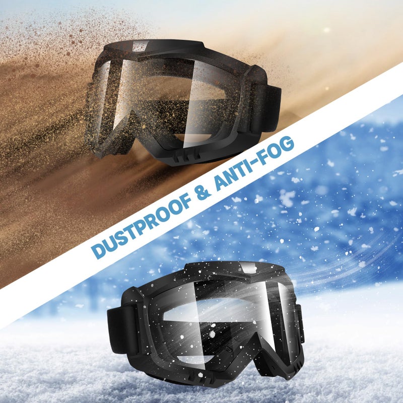 Lievermo Dirt Bike Motorcycle ATV Motocross Ski Offroad MX Racing Helmet Goggles Windproof Dustproof Glasses for Adults Youth (Clear) - Image 4