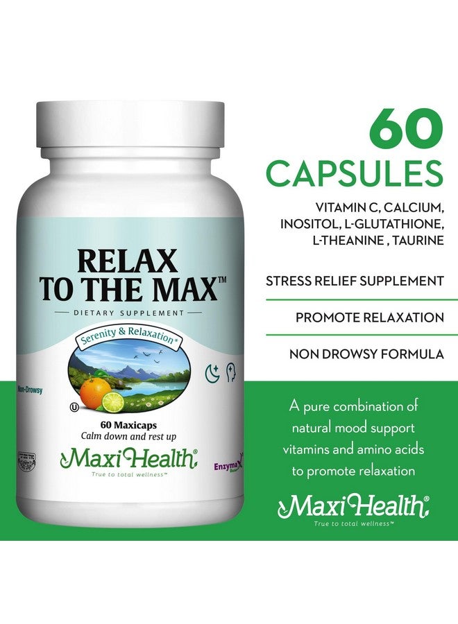 Maxi Health ماكسي هيلث - تركيبة تخفيف التوتر للاسترخاء القصوى (60 كبسولة) مع فيتامين C، كالسيوم، L-ثيانين، L-توراين وأحماض أمينية - مكملات طبيعية تمامًا للاسترخاء والهدوء - Image 3
