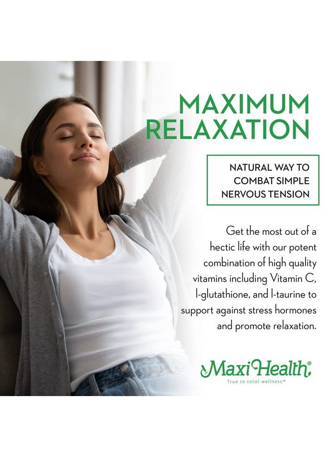 Maxi Health ماكسي هيلث - تركيبة تخفيف التوتر للاسترخاء القصوى (60 كبسولة) مع فيتامين C، كالسيوم، L-ثيانين، L-توراين وأحماض أمينية - مكملات طبيعية تمامًا للاسترخاء والهدوء - Image 4