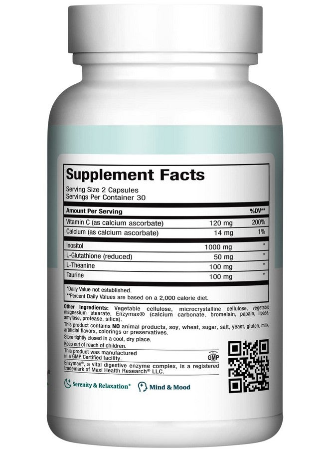 Maxi Health ماكسي هيلث - تركيبة تخفيف التوتر للاسترخاء القصوى (60 كبسولة) مع فيتامين C، كالسيوم، L-ثيانين، L-توراين وأحماض أمينية - مكملات طبيعية تمامًا للاسترخاء والهدوء - Image 2