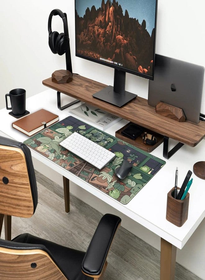 Mechanical Cattle Cute Frog Mouse Pad Desk Kawaii Green Decor Mat, Large Gaming for Computer Keyboard Laptop, Home Office Accessories Girl (31.5x15.7 in)-with Stitched Eges - Image 3