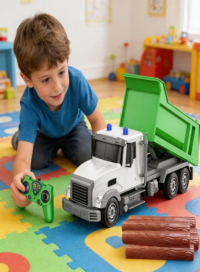 CALEST Remote Control Construction Dump Truck Toy RC Vehicle,6 Channel Truck Toys with 6 pcs Wood,2 Rechargeable Batteries,1/24 Scale Dump Trucks，Birthday Gifts Ideas for Boys Age 3-8 Year Old - Image 4