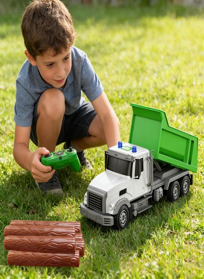 CALEST Remote Control Construction Dump Truck Toy RC Vehicle,6 Channel Truck Toys with 6 pcs Wood,2 Rechargeable Batteries,1/24 Scale Dump Trucks，Birthday Gifts Ideas for Boys Age 3-8 Year Old - Image 2