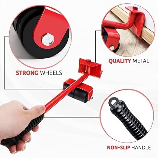 Kruptl Furniture Lifter Mover Tool Set with Furniture Pads Lifting Tool Furniture Mover Lifter for Household Furniture Lifter and Rollers Set for Home Appliance Multicolor Pack of 1 - Image 4