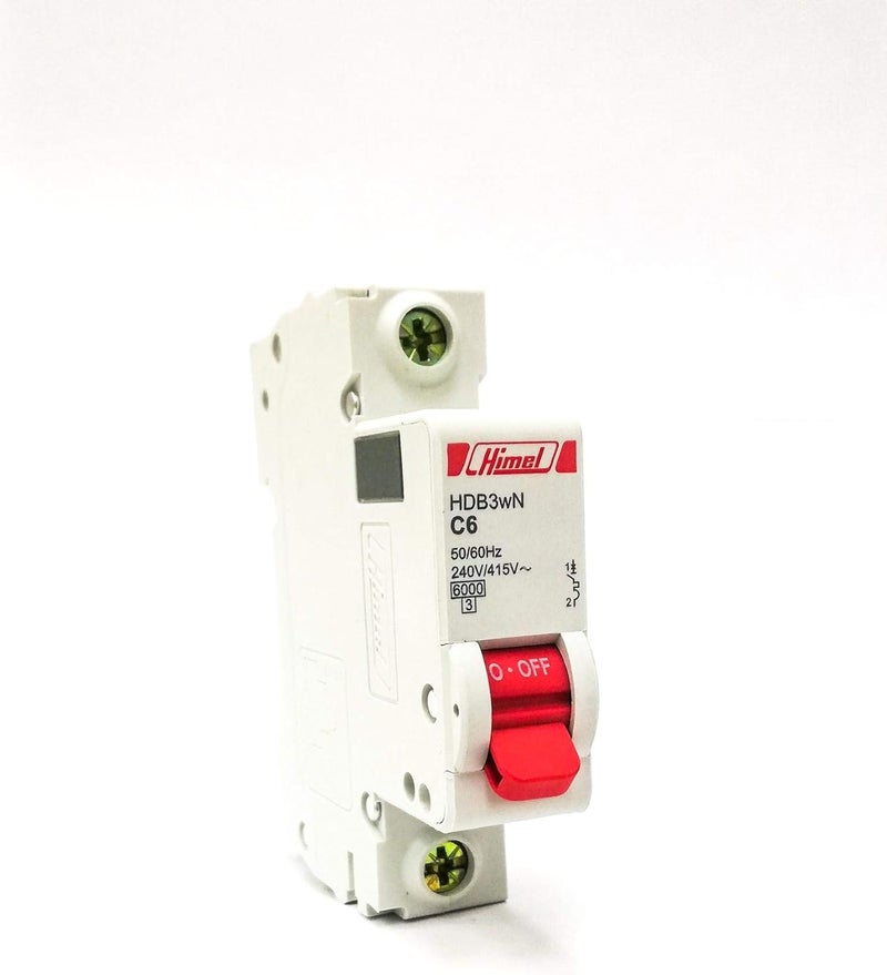 Himel قاطع الدائرة المصغر - MCB 6A 1Pole 6kA - HDB3WN1C6 هيميل - Image 1