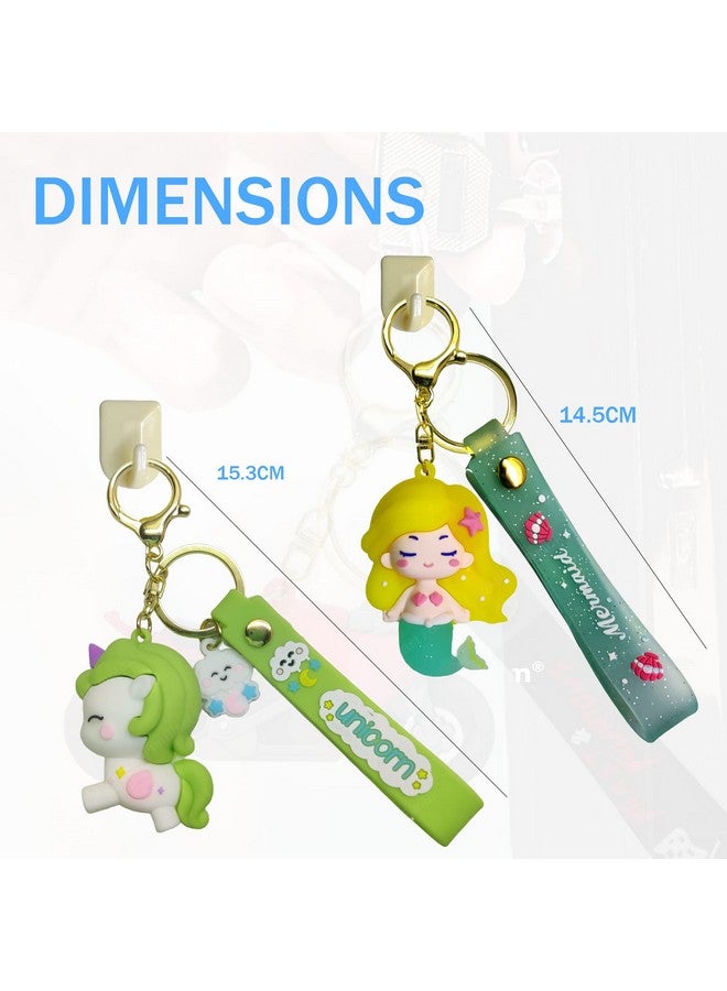 FunBlast Unicorn Key Ring Key Chain for Girls - Silicone Unicorn & Mermaid Key Chain for Bag/Door Key, Kawaii Key Rings, Car Key-Ring, Return Gifts (Green) - Image 2