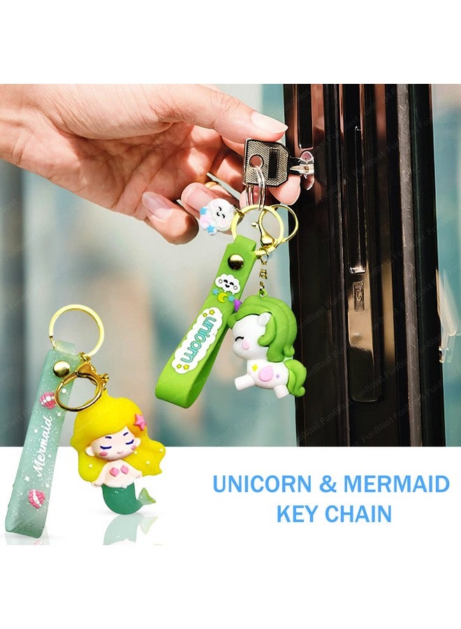 FunBlast Unicorn Key Ring Key Chain for Girls - Silicone Unicorn & Mermaid Key Chain for Bag/Door Key, Kawaii Key Rings, Car Key-Ring, Return Gifts (Green) - Image 3