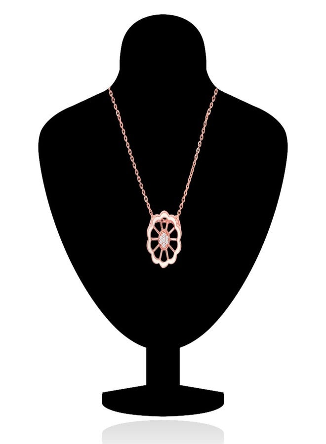 Mahi CZ White Floral Rose Gold Plated Pendant for Women PS1193669ZWhi - Image 2