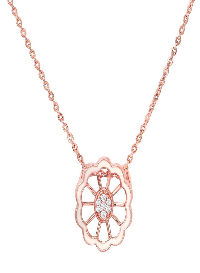 Mahi CZ White Floral Rose Gold Plated Pendant for Women PS1193669ZWhi - Image 1