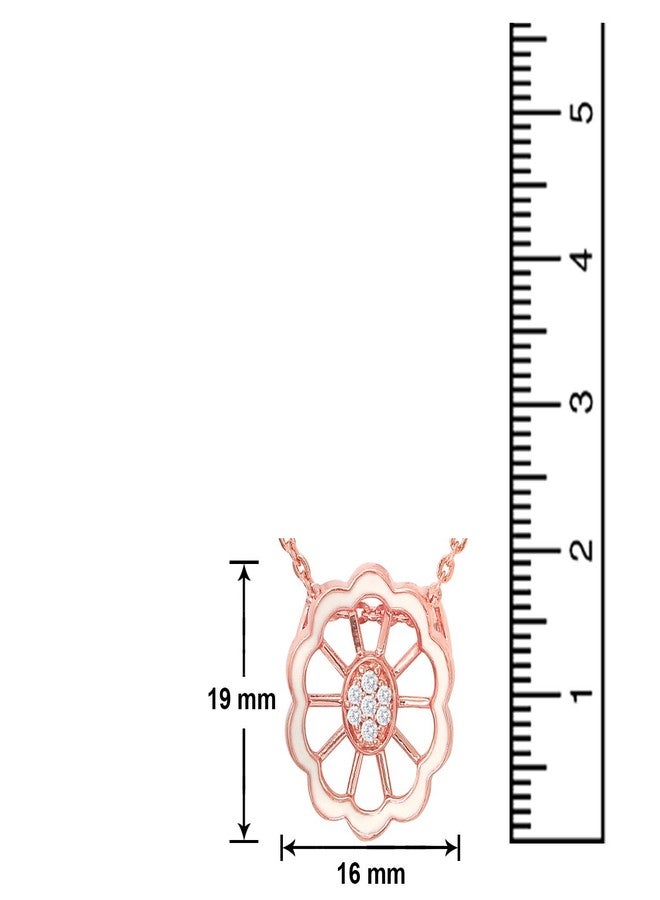 Mahi CZ White Floral Rose Gold Plated Pendant for Women PS1193669ZWhi - Image 3