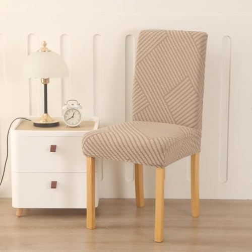Styleys Jacquard Chair Cover Stretch Removable Washable Dining Chair Cover Protector Seat Slipcover (Pack of 8, Taupe, JDMC2) - Image 2