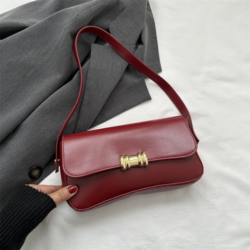 Elegant Women'S Bag Solid Color All-Match Hand Lock Small Square Bag 2023 New High-Grade Korean Style Shoulder Underarm Bag - Image 1