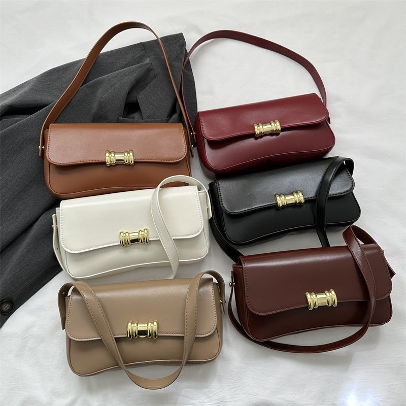 Elegant Women'S Bag Solid Color All-Match Hand Lock Small Square Bag 2023 New High-Grade Korean Style Shoulder Underarm Bag - Image 2