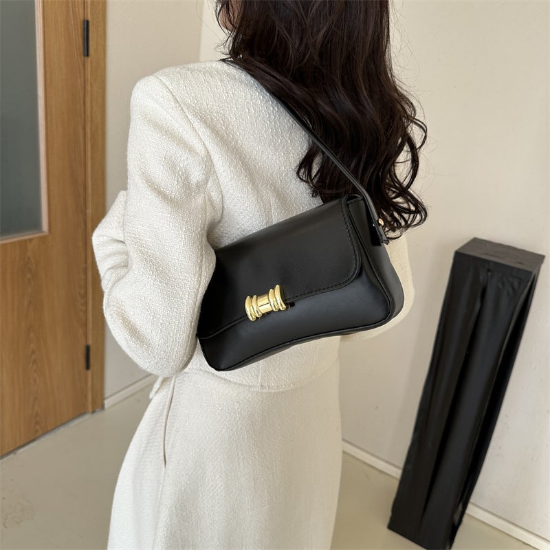Elegant Women'S Bag Solid Color All-Match Hand Lock Small Square Bag 2023 New High-Grade Korean Style Shoulder Underarm Bag - Image 4