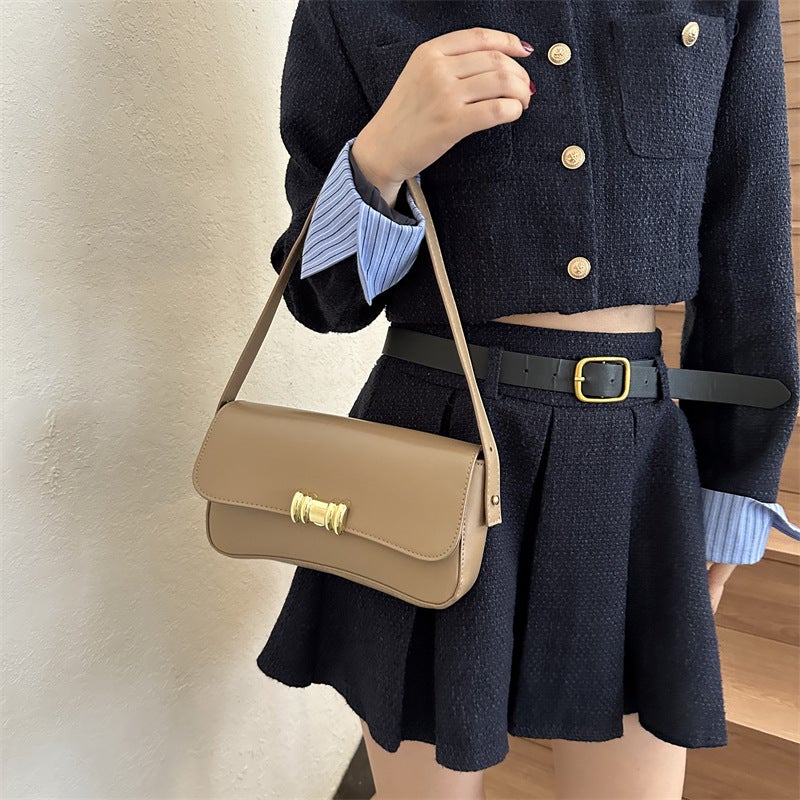 Elegant Women'S Bag Solid Color All-Match Hand Lock Small Square Bag 2023 New High-Grade Korean Style Shoulder Underarm Bag - Image 5