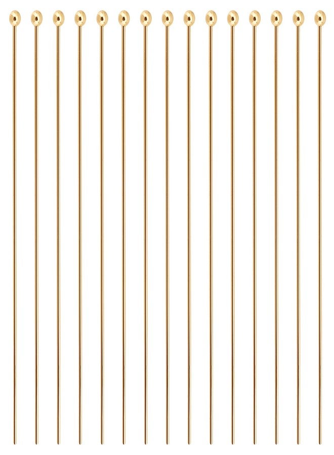 BENECREAT 100Pcs 18K Gold Plated Brass Ball Head Pins, 20 Gauge Wire Headpins for Earring Bracelet Jewelry Making - Image 1