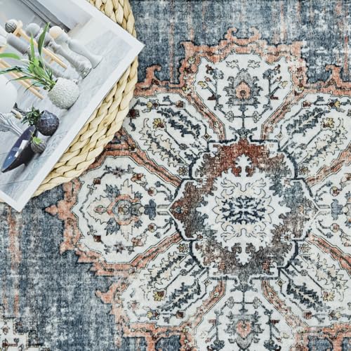 RUUGME Washable Kitchen Runner Rug - 2x10 Hallway Rug Distressed Mats Non-Slip Soft Room Floor Carpet for Dining Room (Blue, 2 x 10) - Image 5