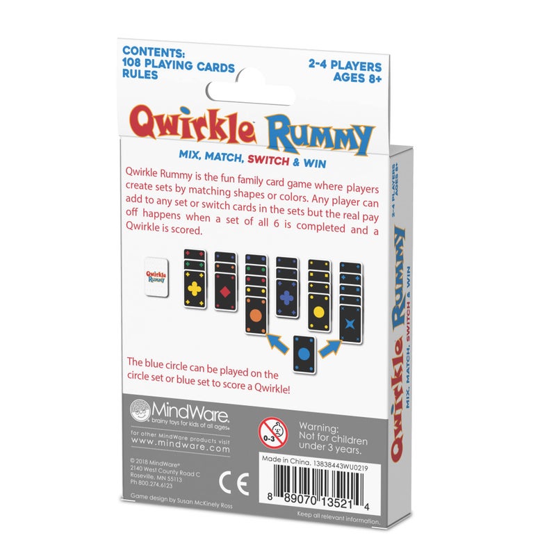 MindWare Qwirkle Rummy Card Game - Strategy Games for Adults and Family - Fun Family Games & Party Games for Adults - Match Shapes & Colors, Score Qwirkles to Win - Ages 8 and Up - Image 4