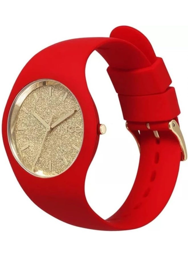 Ice Watch ساعة آيس غليتر النسائية التناظرية الكوارتز بحزام سيليكون IC021080، أحمر - Image 3