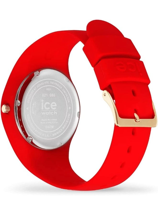Ice Watch ساعة آيس غليتر النسائية التناظرية الكوارتز بحزام سيليكون IC021080، أحمر - Image 4