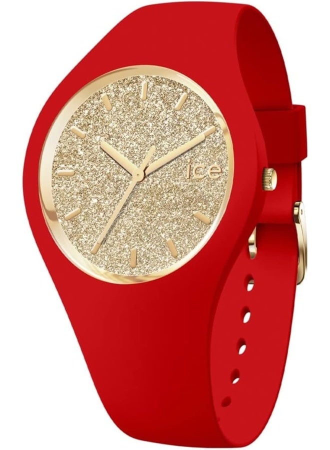 Ice Watch ساعة آيس غليتر النسائية التناظرية الكوارتز بحزام سيليكون IC021080، أحمر - Image 1
