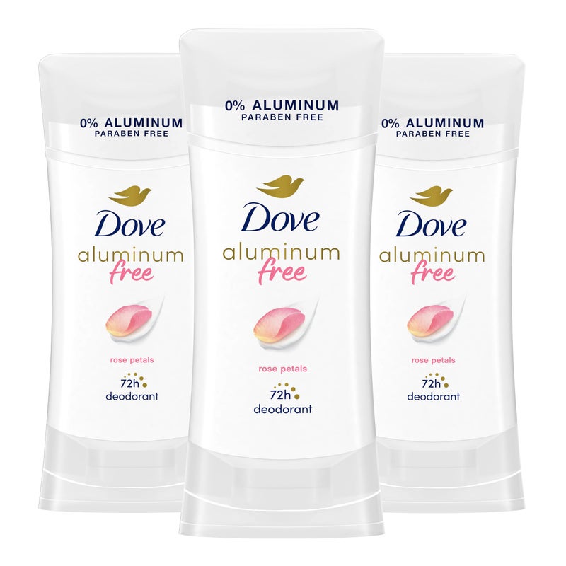 Dove Aluminum Free Deodorant for Women 3 Count Rose Petals 72 hour odor protection 2.6 oz - Image 1