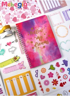 MEBEGIN DIY Journal Kit, 58PCS Personalized Diary Scrapbook Supplies and Stationery Kit, Complete Journaling Kit, Fun Creative Arts and Crafts, Easy to Carry and Storage, Ideal Gift for Girls Aged 4+  - Image 2