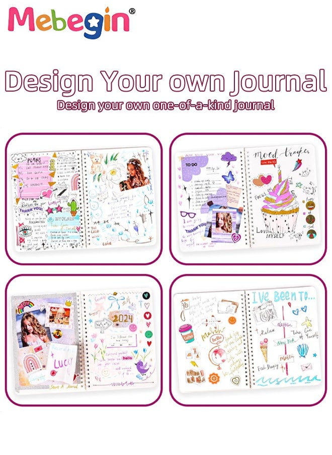 MEBEGIN - DIY Journal Kit, 58PCS Personalized Diary Scrapbook Supplies and Stationery Kit, Complete Journaling Kit, Fun Creative Arts and Crafts, Easy to Carry and Storage, Ideal Gift for Girls Aged 4+ - Image 1