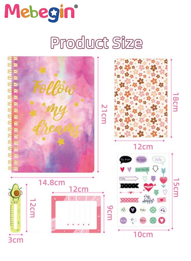 MEBEGIN - DIY Journal Kit, 58PCS Personalized Diary Scrapbook Supplies and Stationery Kit, Complete Journaling Kit, Fun Creative Arts and Crafts, Easy to Carry and Storage, Ideal Gift for Girls Aged 4+ - Image 1