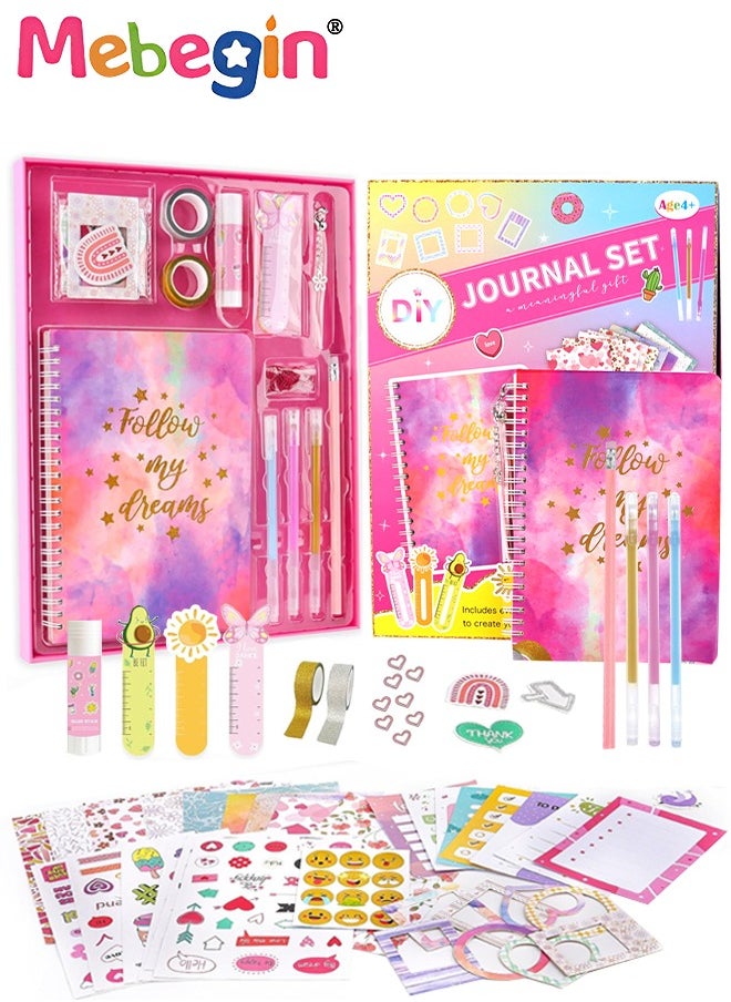 MEBEGIN - DIY Journal Kit, 58PCS Personalized Diary Scrapbook Supplies and Stationery Kit, Complete Journaling Kit, Fun Creative Arts and Crafts, Easy to Carry and Storage, Ideal Gift for Girls Aged 4+ - Image 1