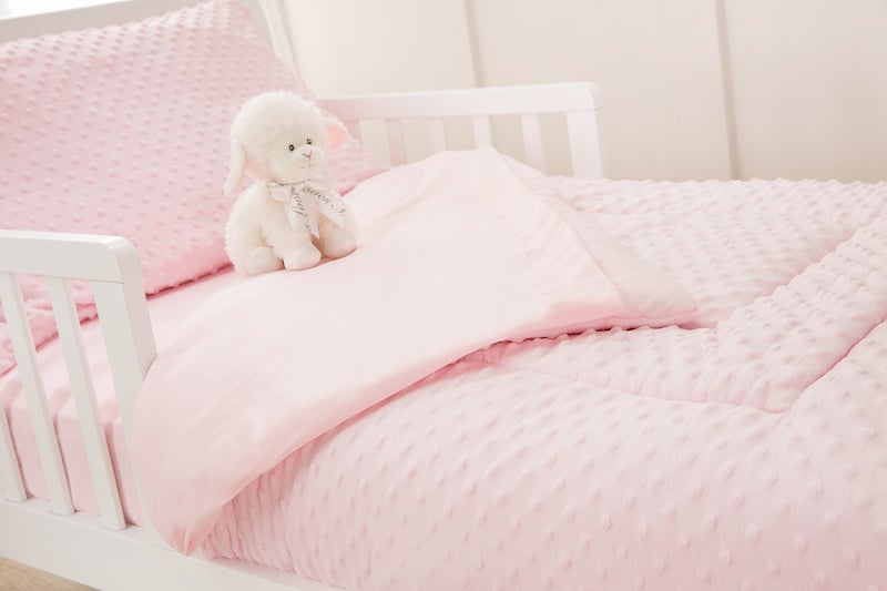 TL Care Minky Dot Chenille 4 Piece Toddler Bedding Set, Pink, for Boys and Girls - Image 3