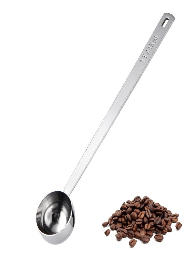 U-Taste Coffee Scoop 1 Tablespoon: 18/8 Stainless Steel Measuring Scooper for Ground Coffee, Bean, Powder, Espresso, 6.9in Long Handle Metal Meaure Spoon for Canister, Jar (1Tbsp/15ml, Silver) - Image 1