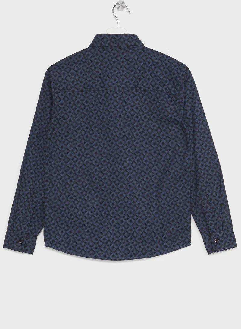 Pinata Boys Granded Collar Printed Shirt And Pant Set