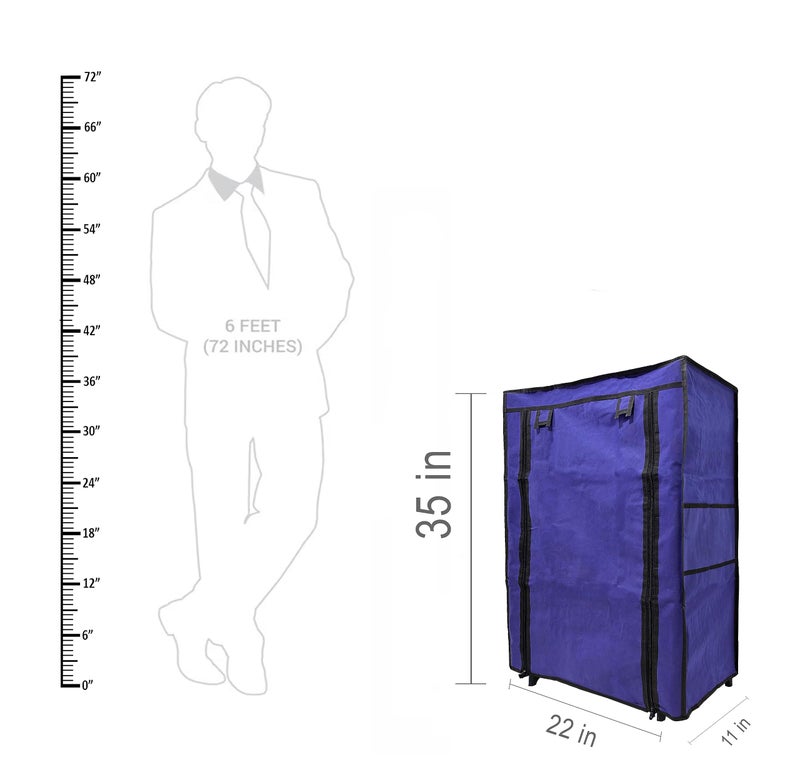 PHILOSHOP Multipurpose Collapsible Conduid Pipe Shoe Rack Wardrobe 5 Layer with Cover Waterproof Dust Resistance (Dark Blue, Metal) - Image 5