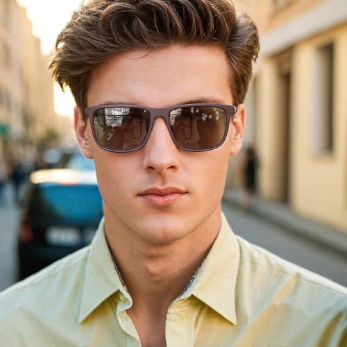 ZENOTTIC Square Polarized Sunglasses for Men - Lightweight TR90 Frame 100% UV Blocking Shades for Driving Fishing Golf Sports Brown - Image 2