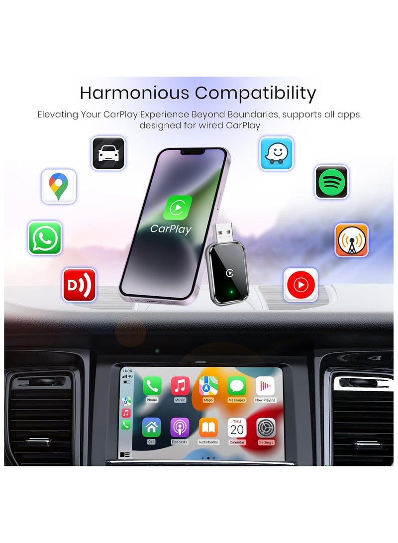 Wireless CarPlay Adapter for iPhone,Convert Wired to Wireless Apple CarPlay Adapter,No Delay and Stable Control Mini Size With Extension Cable USB-C&Type-C (Black) - Image 3