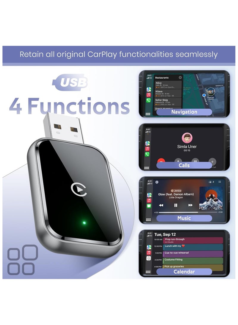 Wireless CarPlay Adapter for iPhone,Convert Wired to Wireless Apple CarPlay Adapter,No Delay and Stable Control Mini Size With Extension Cable USB-C&Type-C (Black) - Image 5