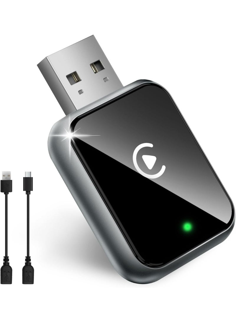 م.ا & ف'س محول كار بلاي لاسلكي للايفون، تحويل السلكي إلى محول كار بلاي لاسلكي من ابل، بدون تأخير وتحكم مستقر، حجم صغير مع كابل تمديد USB-C&Type-C (أسود) - Image 2