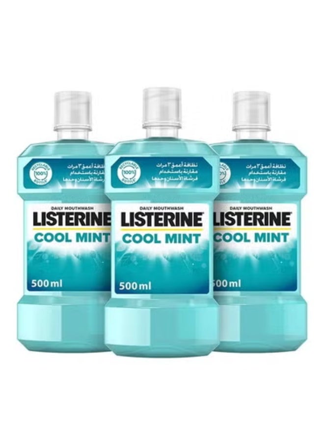Listerine Cool Mint Mouth Wash 500ml Pack Of 3 - Image 1