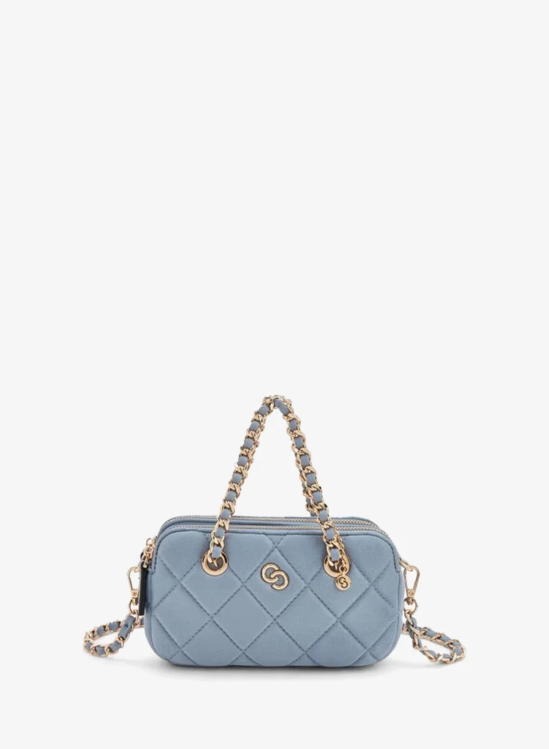 Celeste Quilted Suede Crossbody Bag With Chain Strap