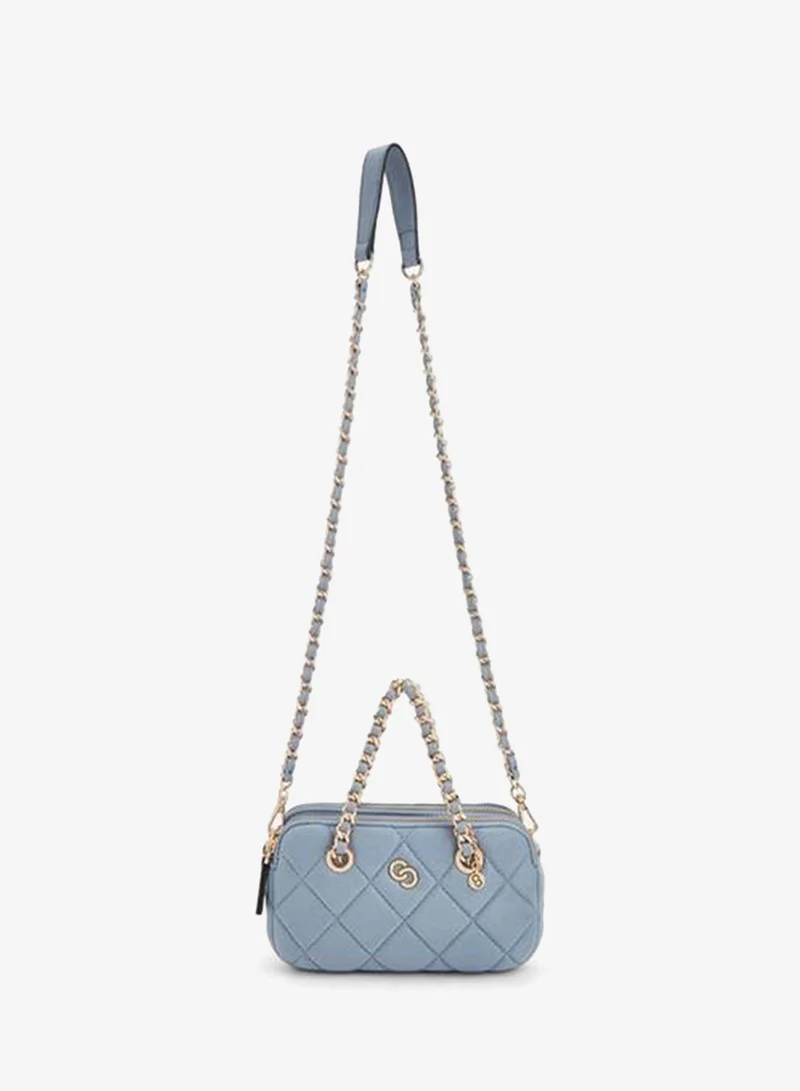 Celeste Quilted Suede Crossbody Bag With Chain Strap