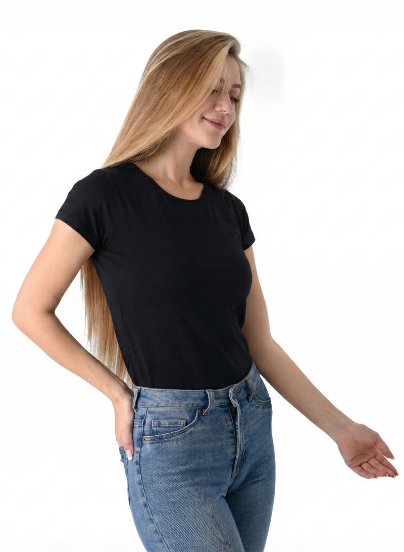 ميلك بدي نصف كم قطن سادة حريمي - Image 2