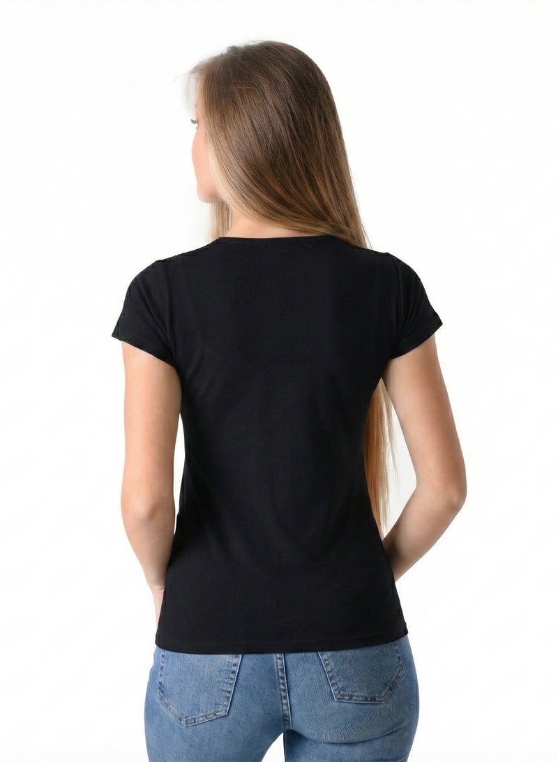 ميلك بدي نصف كم قطن سادة حريمي - Image 3