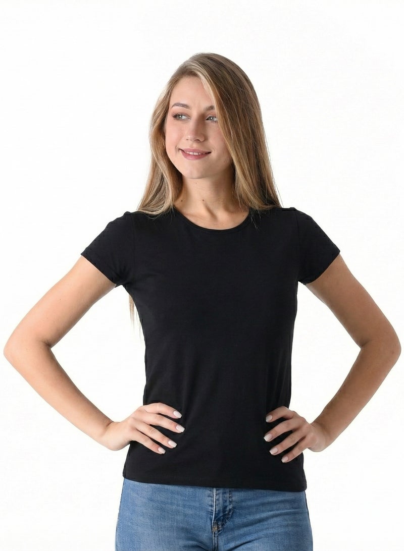 ميلك بدي نصف كم قطن سادة حريمي - Image 1