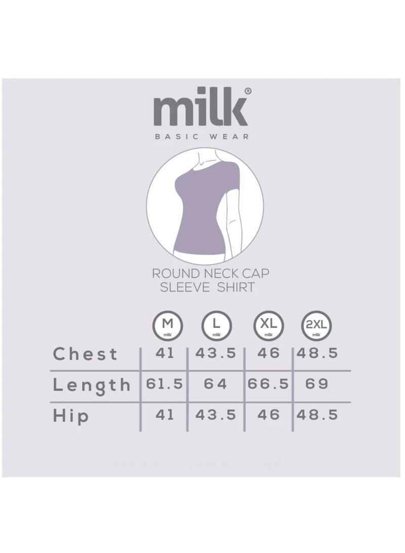 ميلك بدي نصف كم قطن سادة حريمي - Image 5