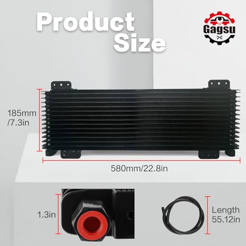 Gagsu Low Pressure Drop Transmission Oil Cooler LPD47391 4739 40,000 GVW with Mounting Hardware (Black) - Image 2
