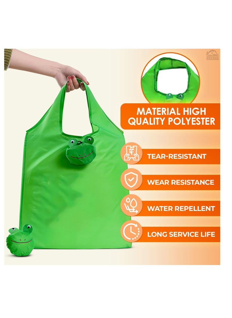 SYOSI Foldable Reusable Grocery Bags, 5 Pcs Cute Animal Grocery Bags, Washable Design with Large Handles, Reusable Produce Bags, Reusable Storage Bags for Groceries, Gym, Beach Gear, Toys  - Image 2