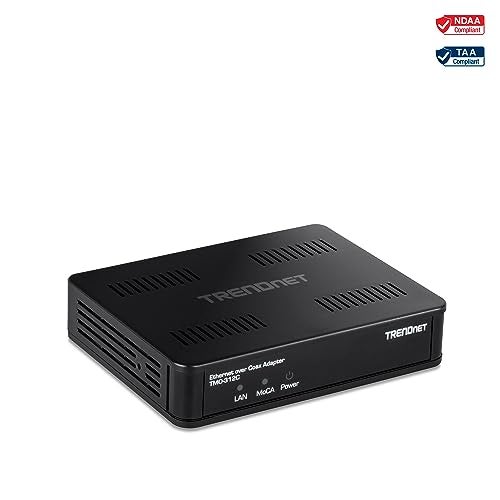 TRENDnet Ethernet Over Coax MoCA 2.5 Adapter, TMO-312C, Backward Compatible with MoCA 2.0/1.1/1.0, RJ-45 Gigabit LAN Port, Supports Net Throughput up to 1Gbps, Support up to 16 Nodes, Black - Image 3