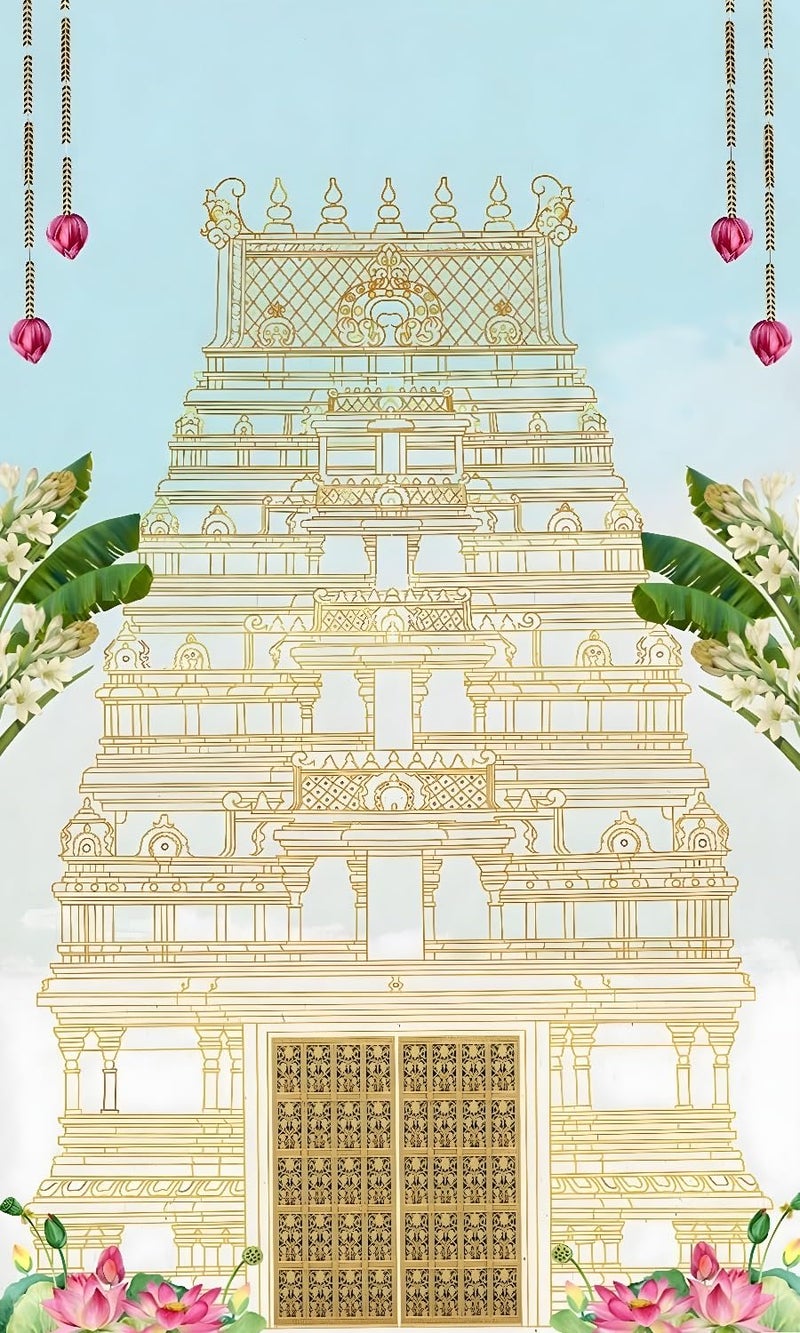 Backdropon Lord Worship Temple Design Backdrop Cloth for Pooja Decoration Background Curtain Cloth Fabric-Polyester Size 8 Feet Height and 5 Feet Width(8 * 5) - Image 4