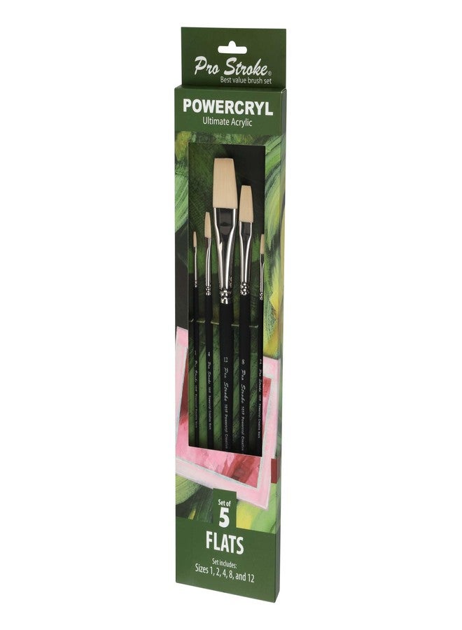 Creative Mark Pro-Stroke Powercryl Acrylic Paint Brushes - Flats Value Set of 5, Synthetic Paint Brushes for Artists, Seamless Nickel-Plated Ferrules, Matte Black Wooden Handle, Soft-Touch Grip - Image 5